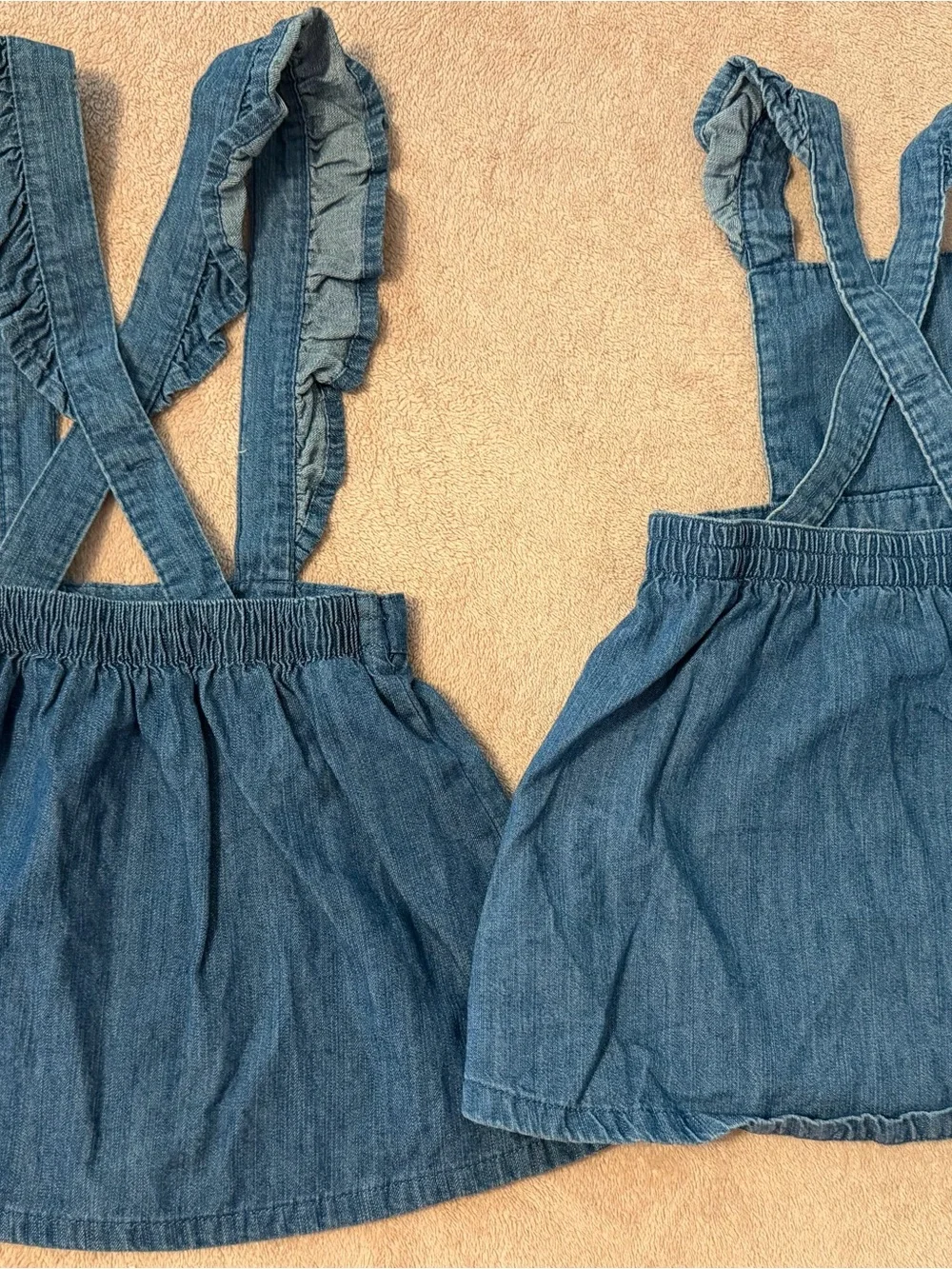 Bundle of 2 Wonder Nation Denim Pinafore Skirts with Colorful Buttons - Blue